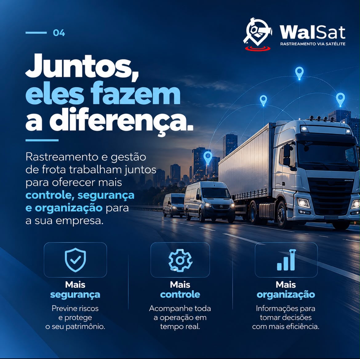 Rastreamento e gestão de frota WalSat juntos para mais segurança, controle e organização